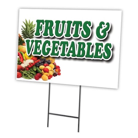 Signmission Fruits & Vegetables Yard Sign & Stake outdoor plastic coroplast window, C-1216 Fruits & Vegetables C-1216 Fruits & Vegetables